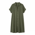thumbnail image 4 of Noric Women's Short Sleeve Shirt Dresses Casual Solid Color Button Down Midi Dresses for Summer Daily Vacation, 4 of 6