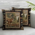 thumbnail image 3 of Qinduosi Throw Pillow Cover  Welcome to Cabin Elk Bear Deer Paw Prints Hunting Wild Animals Retro Farmhouse Linen Decorative Home Sofa Chair Car Square Throw Pillow Case Cushion Cover, 3 of 5