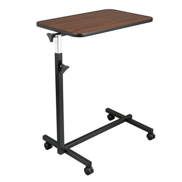 Ktaxon Adjustable Overbed Bedside Table with Wheels, Wood Grain (Hospital and Home Use)