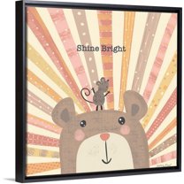 Kids Nursery Art Pastel Rainbow Bear 2 Black Float Frame Canvas Art - 16x16