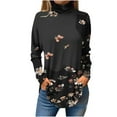 thumbnail image 2 of Sevevn Women's Fashion Printed Long Sleeve Printed Turtleneck Top T-shirt Red XL Deal of the Week, 2 of 5