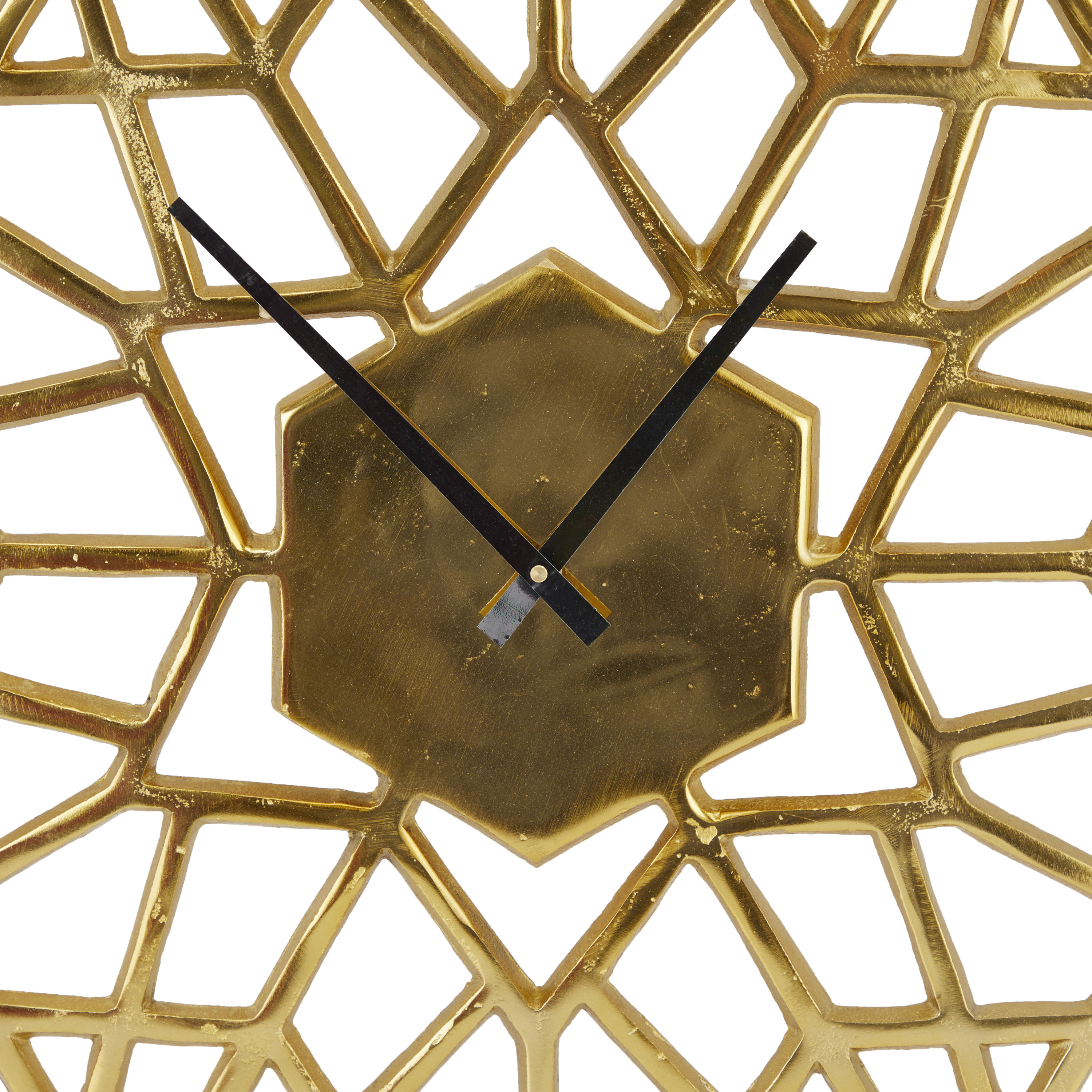 DecMode 24" Gold Aluminum Geometric Wall Clock with Cut Out Design