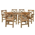 thumbnail image 2 of Kingfisher Lane Acacia Wood Patio 7-Piece Dining Set with X-shaped back - Brown, 2 of 3