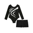 thumbnail image 5 of Zaldita Girls Sparkle Flame Gymnastics Leotard Ballet Dance Unitard with Sports Shorts Tumbling Silver 12, 5 of 7