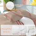 thumbnail image 2 of Retro Brown Duvet Cover Set Queen Size, Beckground Red Stripes 4 Piece Soft Microfiber Bedding Set with 1 Duvet Cover, 1 Flat Sheet, 2 Pillowcases, 2 of 9