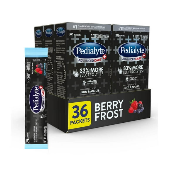 Pedialyte AdvancedCare Plus Electrolyte Powder, Berry Frost, 36 Powder Packets