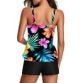 thumbnail image 4 of qucoqpe Blouson Tankini Swimsuits for Women Fashion Floral Print Two-piece Modest Bathing Suit with Shorts Summer Vacation Beach Swimwear, 4 of 6