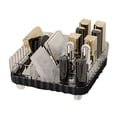 thumbnail image 2 of Portable Vanity Makeup Organizer, Unbreakable Plastic Organizer with Striped Design and Anti Slip Bottom, Multiple Compartments for Lipsticks, Jewelry, Small Essentials, 2 of 8