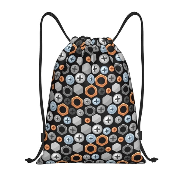 Fotbe Colorful Screws Bolsa Mochila con Cordón Estampada, Bolsa de Gimnasio Deportiva, Bolsa Cinch, Bolsa con Cordón para Hombres y Mujeres-Small