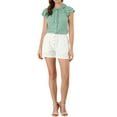 thumbnail image 2 of MODA NOVA Junior's Flutter Sleeve Button Front Ruffle Tie Neck Blouse, 2 of 5