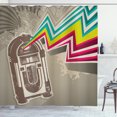 thumbnail image 1 of Ambesonne Retro Shower Curtain, Radio Party with Zig Zag, 69"Wx84"L, Pale Grey and White, 1 of 3