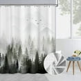 thumbnail image 5 of Green Misty Forest Shower Curtain, Rustic Shower Curtain Green Mountain Birds Tree Art Nature Woodland Summer Shower curtains for Bathroom Decorative Bath Curtains 72x72 Water Repellent Waffle Fabric, 5 of 6