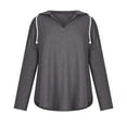 thumbnail image 4 of Womens Hoodies Pullover Oversized Sweatshirt Long Sleeve V-Neck Tops Solid Color Loose Casual Sweater Irregular Hem Shirt (Dark Gray L), 4 of 7