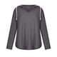thumbnail image 4 of Sudadera con capucha holgada informal de manga larga de color sólido con cuello en V de otoño/invierno para mujer Pompotops FGAJ22401, 4 of 7
