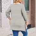 thumbnail image 4 of zbxnLI Womens Plus Size Tops 3/4 Sleeve Tunic Tops Striped Graphic Tee High Low Hem Dressy Blouses, 4 of 5