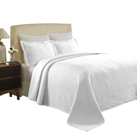 Cascade Cotton Jacquard MatelassÃÂ© 3-Piece Bedspread Set White / full