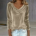 thumbnail image 2 of Vinsonshop Velvet Tops for Women Long Sleeve Shirts for Women Cowl Neck Tops for Women Draped Tops for Women Loose Long Sleeve Shirts for Women Womens Shirts Dressy Casual Beige L, 2 of 5