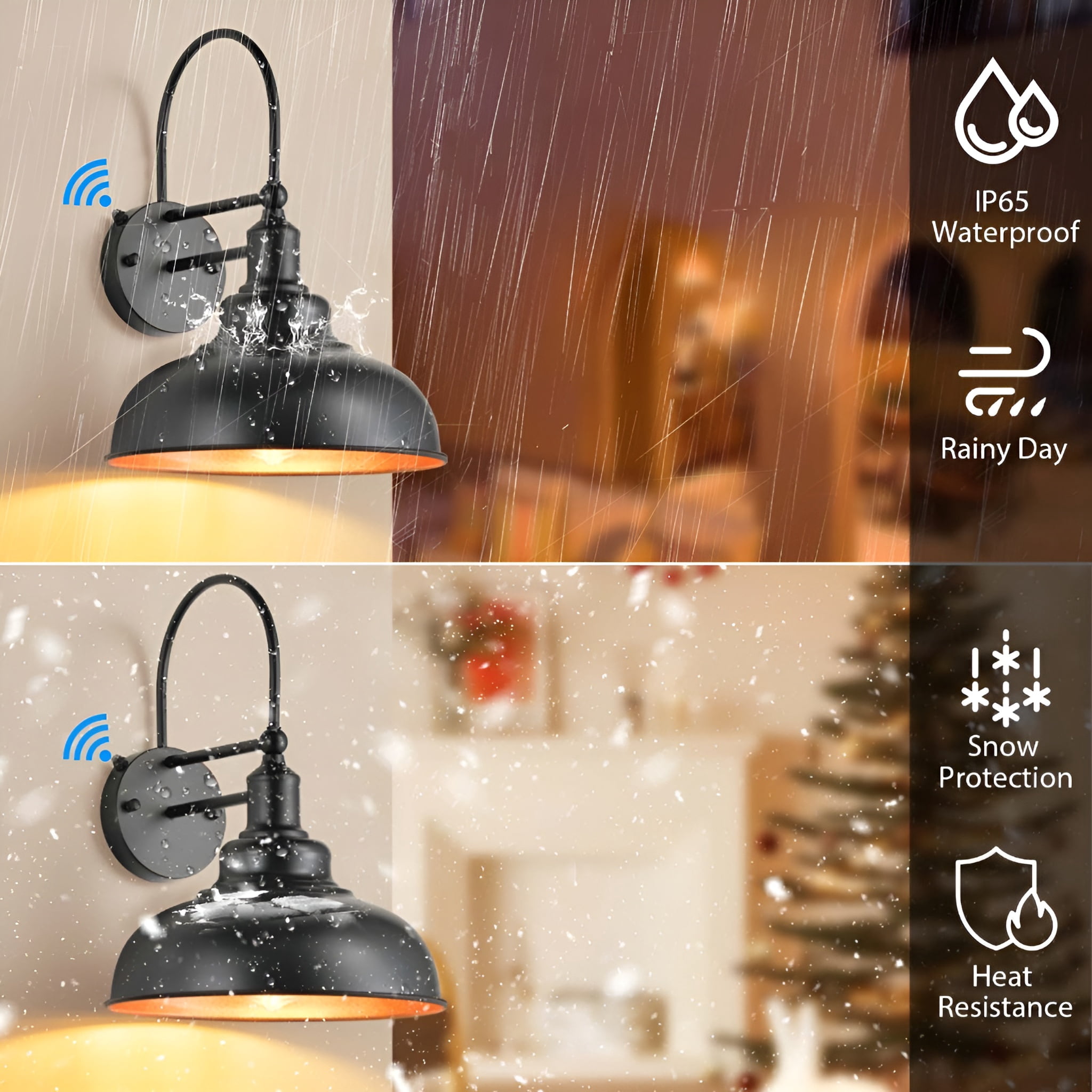 GCGAFUL Dusk to Dawn Outdoor Barn Lights 2 Pack, Farmhouse Gooseneck Wall Sconce, Waterproof Vintage Lighting for Porch, Garage, Patio