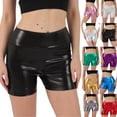 thumbnail image 6 of Women's High Waisted Metallic Biker Shorts Stretch Shiny Party Club Pants, 6 of 6