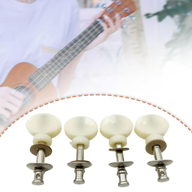 BELOVING 4 Pcs Accessoires de Piques de Réglage Ukulélé Pièces DIY Faciles à Installer Têtes de Machine Argent et Blanc