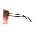 thumbnail image 3 of Oversize Wrap Shield Rimless 80s Funky Sunglasses Gold Brown Pink, 3 of 4