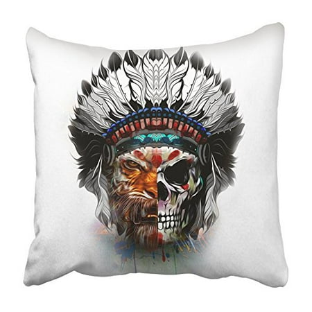 ARHOME Colorful Tattoo Skull Anatomy Animals Beast Birds Bone Dead Death Pillowcase Cushion Cover 20x20 (Best Collar Bone Tattoos)