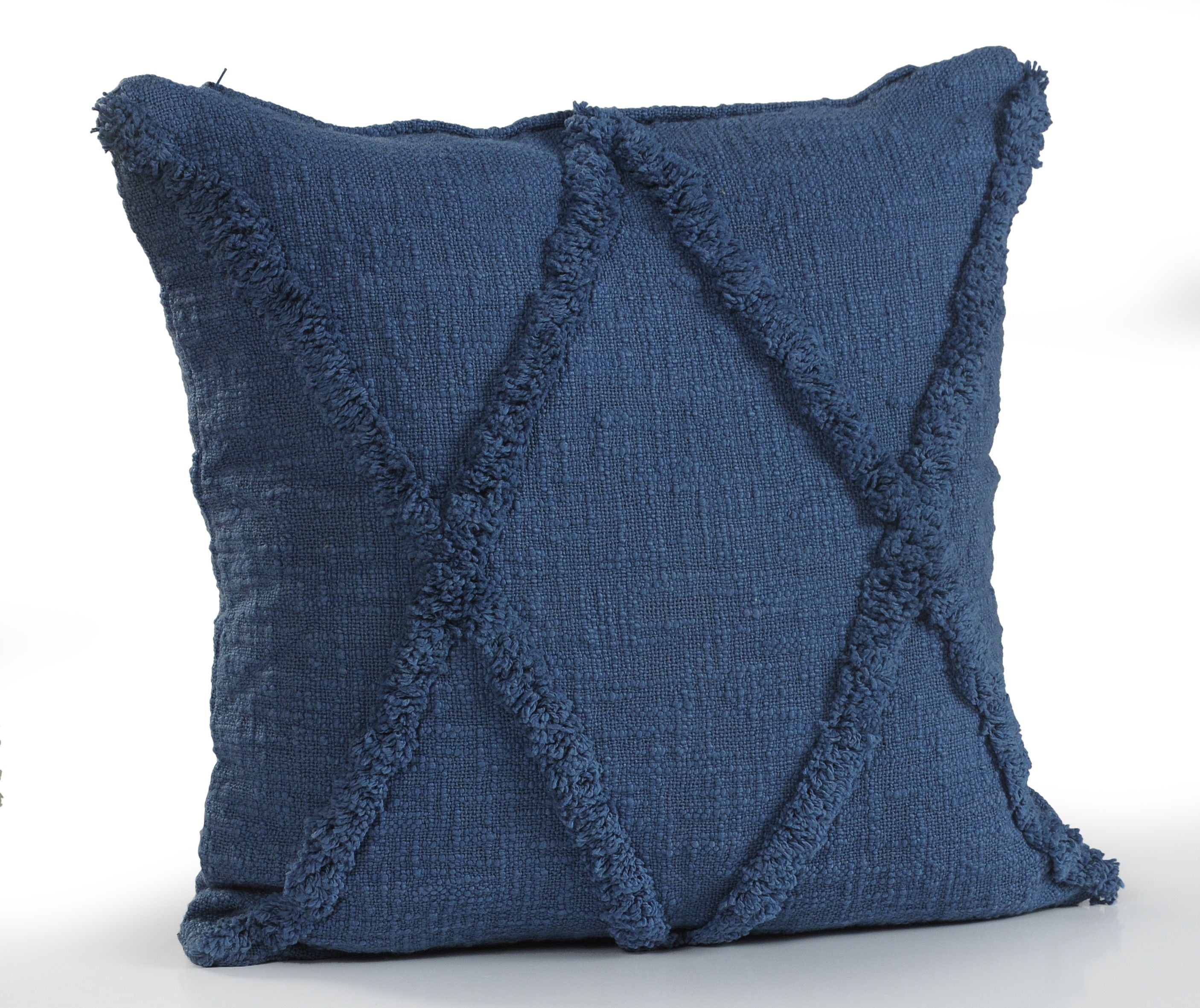 LR Home Sara 20" x 20" Coronet Blue Shag Diamond Cotton Adult Decorative Throw Pillow