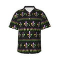 thumbnail image 2 of Goofa Mardi Gras Fleur de Lis Hawaiian Shirt for Men, Unisex Summer Beach Casual Short Sleeve Button Down Shirts,Aloha Tropical Floral print shirt-3X-Large, 2 of 9