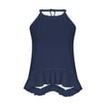 thumbnail image 7 of ZQUUVOU Tank Top For Women Halter Solid Color Loose Ruffle Casual Tops (Navy,XL), 7 of 7