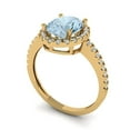 thumbnail image 2 of Clara Pucci 14K Yellow Gold Solid Gold SwissBlueTopaz Solitaire with Accents Anniversary Ring for Women - 2.27 cttw Oval Cut, 2 of 7