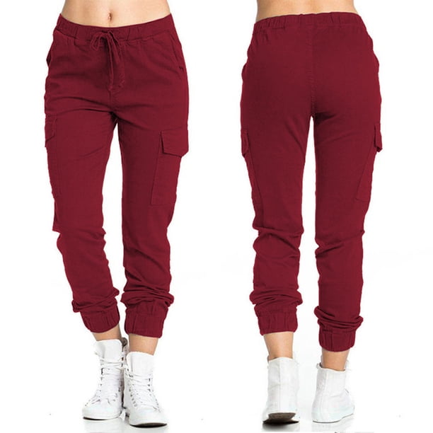 Pantalones Cargo Ajustados de Verano para Mujer Pantalones Informales con Cordón Elástico de Talle Alto para Exteriores con Múltiples Bolsillos ANGGREK Otros