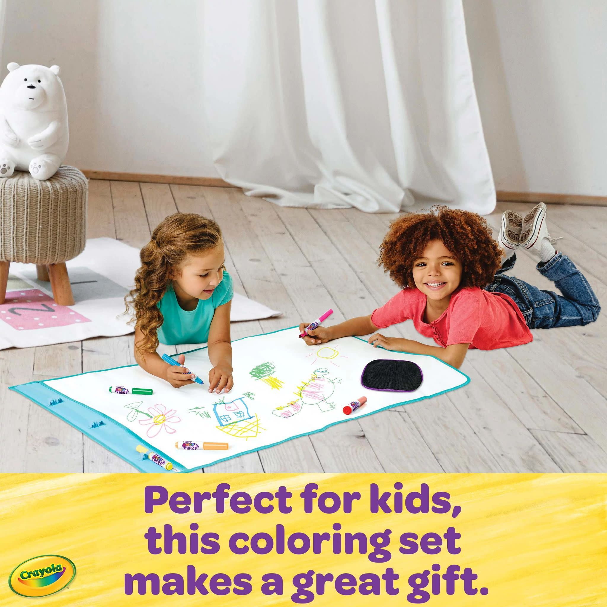 Crayola Color and Erase Mat, Travel Coloring Kit for Toddlers, Creative Play Activity, Drawing Gifts for Toddlers