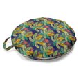 thumbnail image 1 of Tropical Round Floor Cushion with Handle, Repetitive Abstract Thin Lines Palm Leaves Colorful Summer Illustration, Pillow for Living Room & Dorms, 18" Round, Indigo and Multicolor, by Ambesonne, 1 of 4