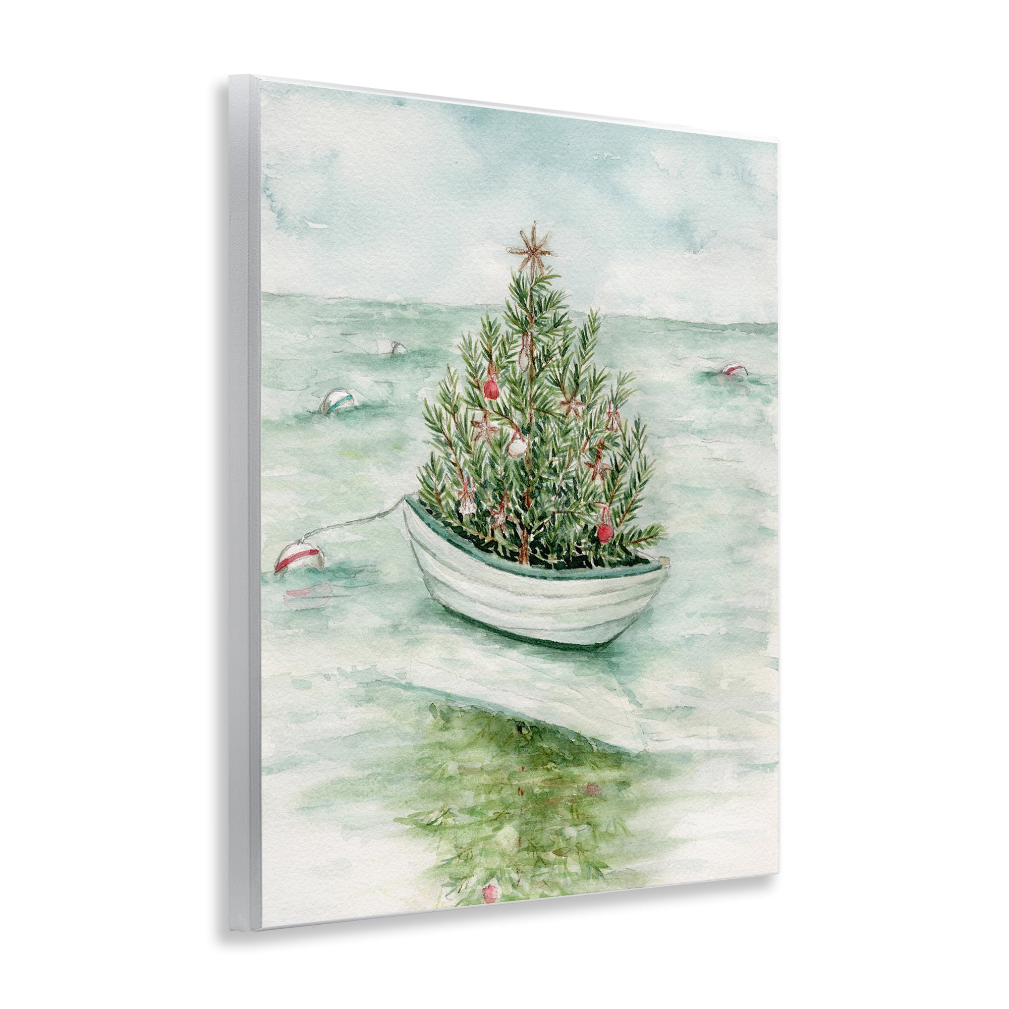 Stupell Industries Beachy Christmas Tree Holiday Painting Unframed Art Print Wall Art, 11 x 14