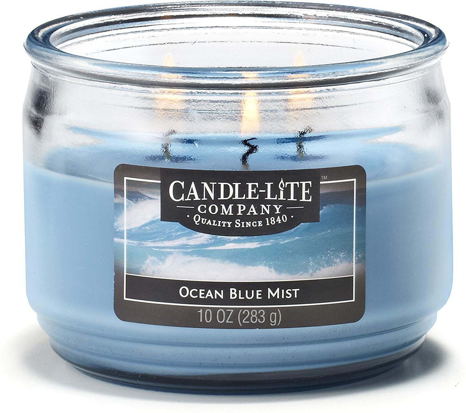 CANDLELITE 1879128 Everyday Scented Ocean Blue Mist 3Wick Medium Glass Jar Candle, Fresh