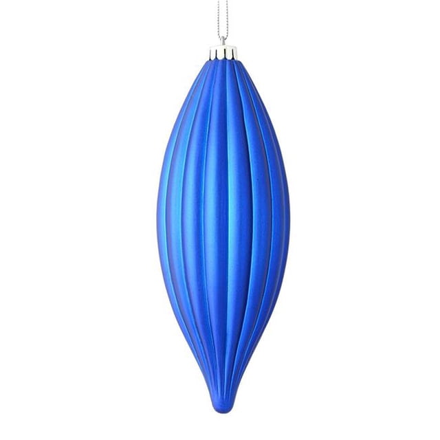 Vickerman M183202M 8 in. Blue Matte Line Finial Ornament 4 per Bag