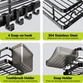thumbnail image 5 of TINANA Shower Caddy Shelf Organizer Rack: Self Adhesive Bathroom Shelves, Rustproof No-Drilling Stainless Steel Shower Storage for Inside Shower-Black, 5 of 6