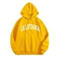 thumbnail image 2 of NinXxx Women's Letter Print Graphic Drawstring Preppy Pullover Hoodie Yellow L, 2 of 4