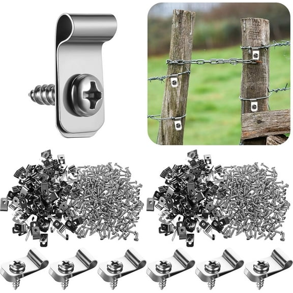 Tutuviw 100 Pcs Fence Wire Clips with 100Pcs Screws,Stainless Steel Wire Clips, Aluminum Mounting Clips,Mount Welded Wire to Vinyl,Wood or Metal Fence or Christmas Tree (for 12-16 Gauge Wire Fencing)