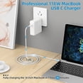 thumbnail image 3 of AAOMASSR MacBook Pro Charger - 118W USB C Power Adapter, Compatible with MacBook Pro 16 15 14 13 Inch MacBook Air 13 Inch iPad Pro and All USB C Devices, 7.2 USB C to C Cable feet, 3 of 5