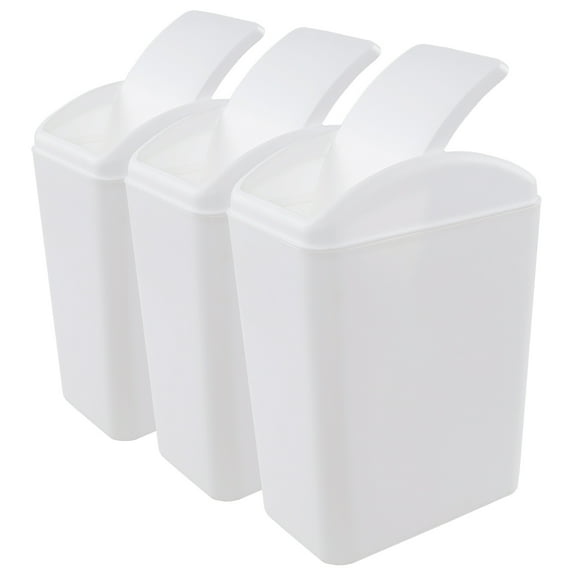 Vababa 4.5 Gallon Plastic Trash Can with Swing Lid, Swing-Top Garbage Can, 3-Pack, White