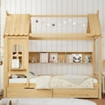 thumbnail image 2 of Bellemave Twin Size House Bed with Storage Drawers, Wooden Montessori Bed with Shelves and Fence Rails, Twin Bed Frame with Window for Bedroom, No Box Spring Needed,Natural, 2 of 8