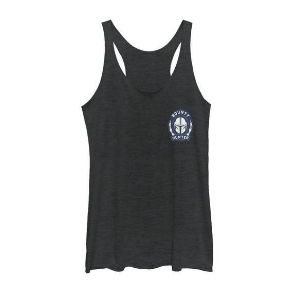 Women's Star Wars: The Mandalorian Bounty Hunter Badge Racerback Tank Top Black Heather Small