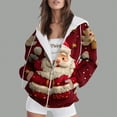 thumbnail image 2 of Towmus Cute Zip Up Hoodies Sweatshirts for Women 3D Santa Print Ugly Christmas Long Sleeve Hooded Fall Winter Pullover Tops S-3XL, 2 of 6