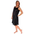 thumbnail image 3 of Women's Silky Feeling Sleeveless Tricot Nightgown with Floral Lace Design, Black, Size 4XL, 3 of 5