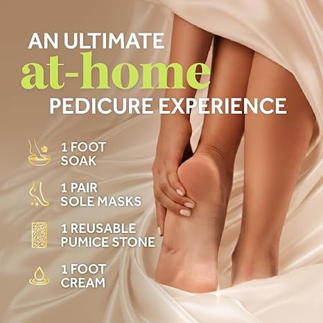 Dr. Scholl’s Pedi Perfect 4-in-1 Pedicure Kit, Foot Soak, Exfoliating Mask, Moisturizing Cream, Pumice Stone Foot File &  Callus Remover