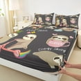 thumbnail image 3 of Manfei Kawaii Sloth Full Size Sheets for Teen, Cartoon Animal Lover Bed Sheets, Rainbow Flower Print Sheet Sets, Microfiber Bedroom Decor, 4 Pieces, 3 of 7