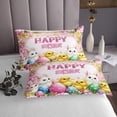 thumbnail image 3 of Erosebridal Cute Rabbit Chicken Coverlet Set Twin, Happy Easter Bedding Set, Pink Floral Bedroom Decor 2pcs, 3 of 5