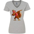 thumbnail image 3 of Inktastic Dabbing Turkey Thanksgiving Women's V-Neck T-Shirt, 3 of 5