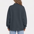 thumbnail image 6 of Hzzrkos Women Casual Loose Solid Color Crew Neck Long Sleeve Basic Pullover Sweatshirt Top, 6 of 9